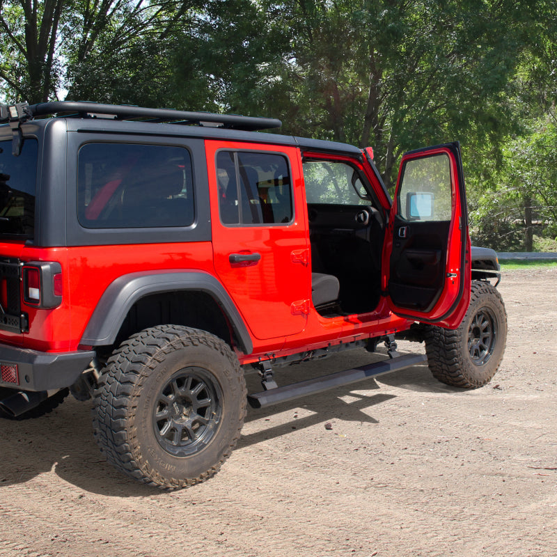 Go Rhino 18-23 Jeep Wrangler 4dr E-BOARD E1 Electric Running Board Kit (Drilling Req.) - Tex. Blk Go Rhino