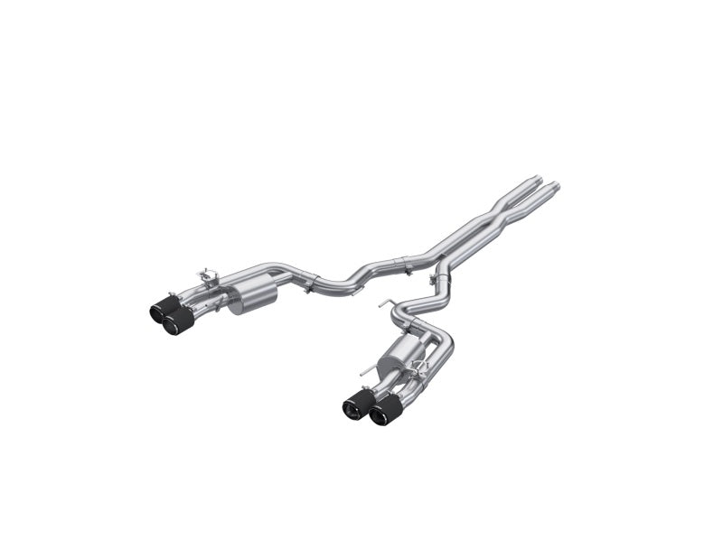 MBRP 2024+ For Mustang GT (S650) 3in Cat-Back Quad Tip - 4in Carbon Fiber Tips MBRP