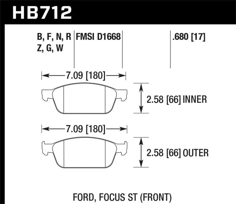 Hawk 13 Ford Focus HP+ Front Street Brake Pads Hawk Performance