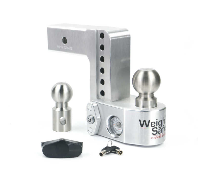 Weigh Safe 6in Drop Hitch w/Built-in Scale & 2.5in Shank (10K/18.5K GTWR) - Aluminum-Hitch Ball Mounts-Weigh Safe