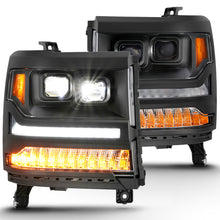 Load image into Gallery viewer, ANZO 16-18 Chevrolet Silverado 1500 LED Projector Headlights w/Plank Style Switchback Black w/ Amber ANZO