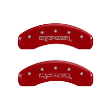 Load image into Gallery viewer, MGP 4 Caliper Covers Engraved Front &amp; Rear Raptor Red finish silver ch-Caliper Covers-MGP