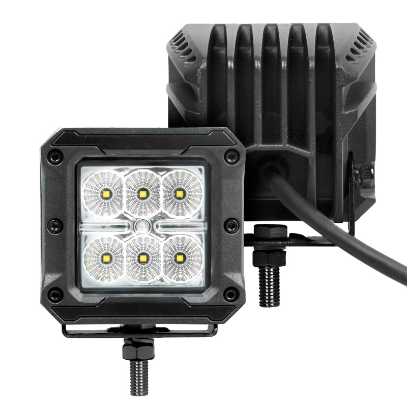 Go Rhino Xplor Bright Series Cube LED Flood Light Kit (Surface/Threaded Stud Mount) 3x3 - Blk (Pair) Go Rhino