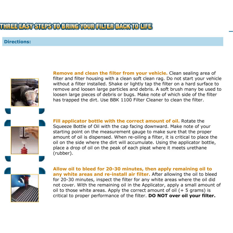 BBK BBK Cold Air Filter Restore Cleaner And Re-Oil Kit BBK