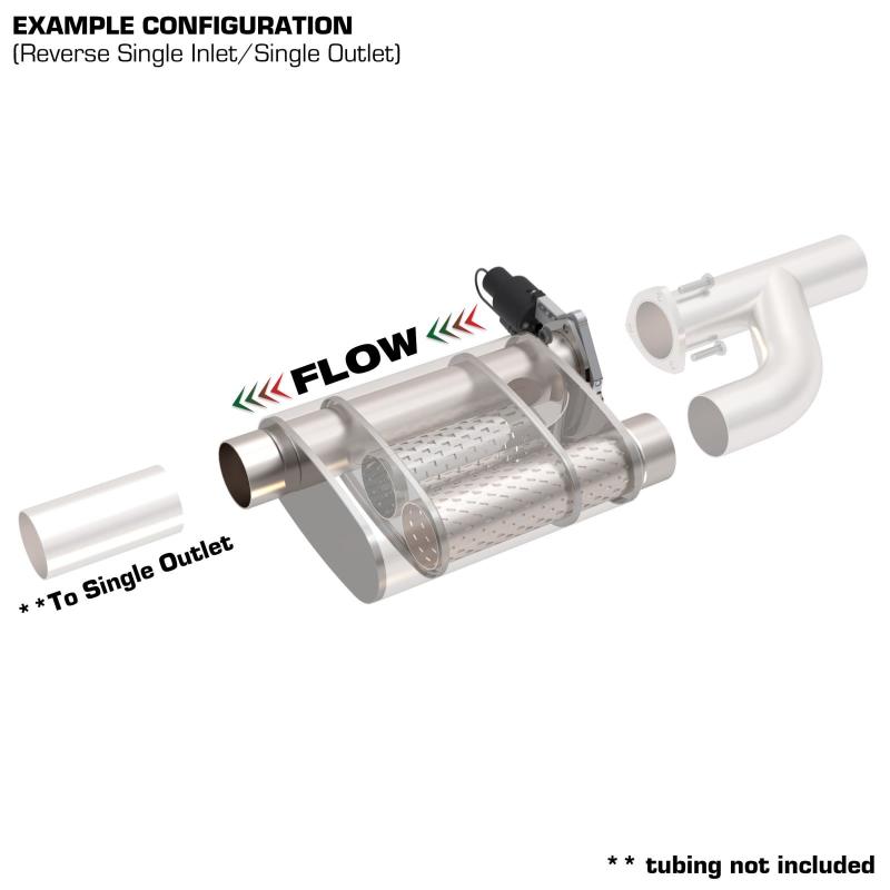 QTP 2.5in Weld-On 304SS Reverse Screamer Muffler w/Bolt-On QTEC Electric Cutout QTP