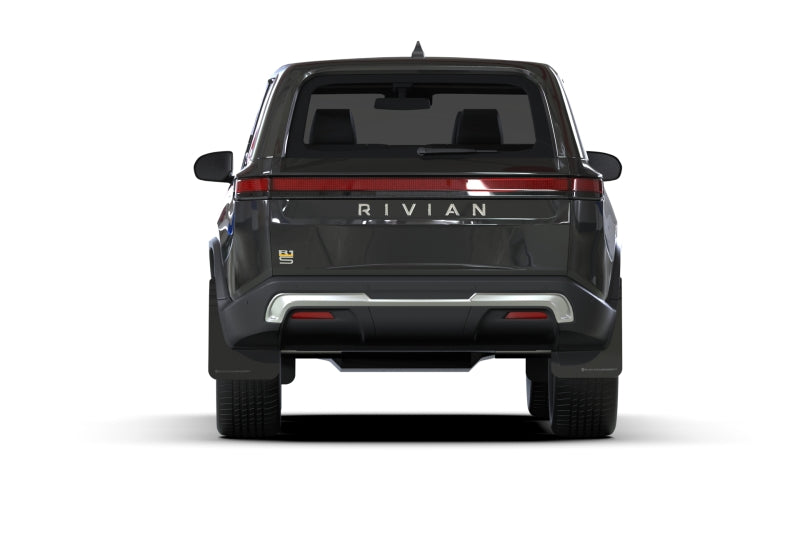 Rally Armor 2022+ Rivian R1S Black UR Mud Flap w/ Metallic Black Logo-Mud Flaps-Rally Armor
