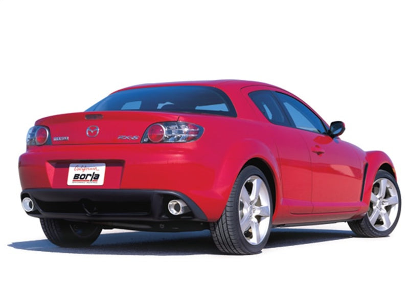 Borla 03-09 Mazda RX-8 1.3L Single Round Rolled Angle-Cut Cat-Back Exhaust-Borla-BOR1014015