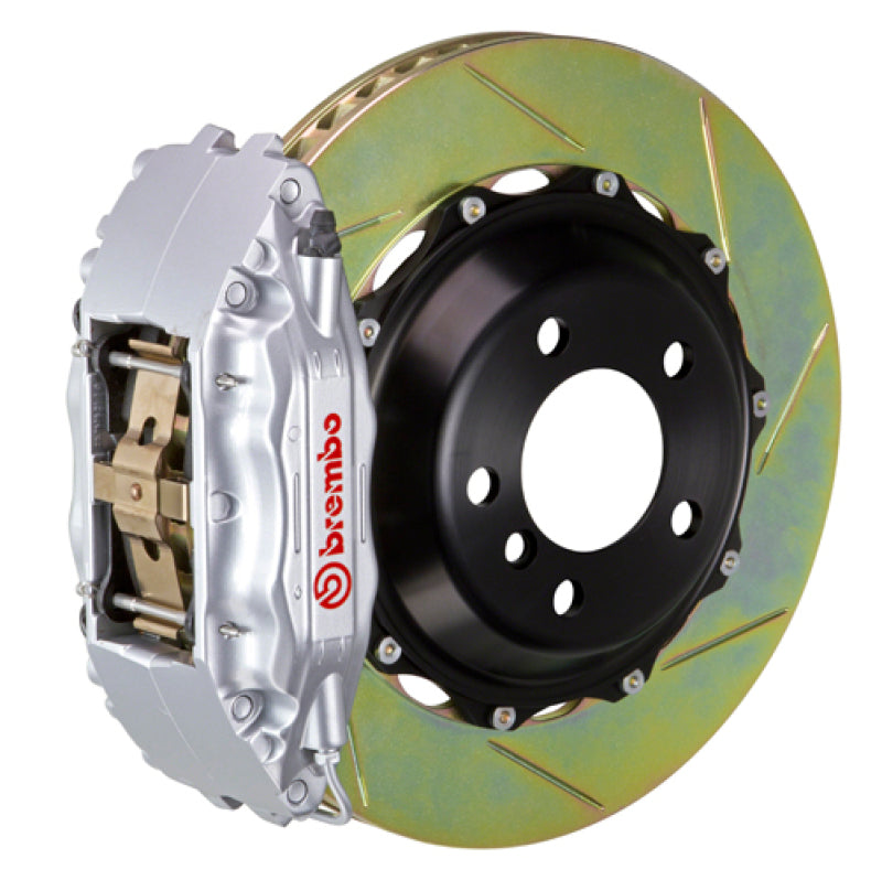 Brembo Brembo 03-06 G35 Sedan/03-08 350Z Fr GT BBK 4 Piston Cast 2pc 332x32 2pc Rotor Slotted Type1-Silver