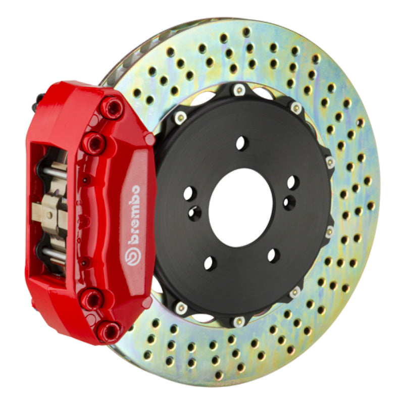 Brembo Brembo 03-08 Tiburon Front GT BBK 4 Piston Cast 2pc 328x28 2pc Rotor Drilled-Red