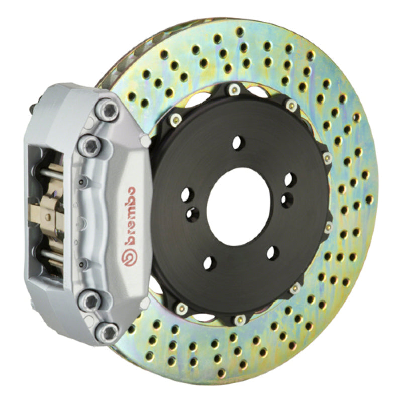Brembo Brembo 93-01 Impreza (GC/GF/GM) Front GT BBK 4 Piston Cast 2pc 328x28 2pc Rotor Drilled-Silver