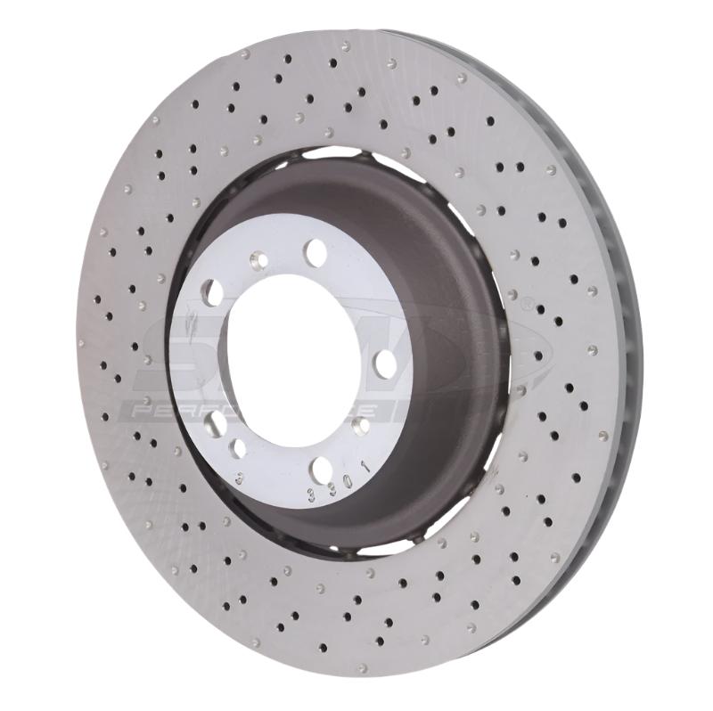 SHW 14-19 Porsche 911 Turbo 3.8L w/o Ceramics Left Rear Drilled-Dimpled LW Brake Rotor (99135240703)-Brake Rotors - Drilled-SHW Performance-0048544886445-
