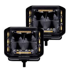 Load image into Gallery viewer, Go Rhino Xplor Blackout Combo Series Cube Sideline LED Spot Lights w/ Amber 4x3 - Blk (Pair) Go Rhino