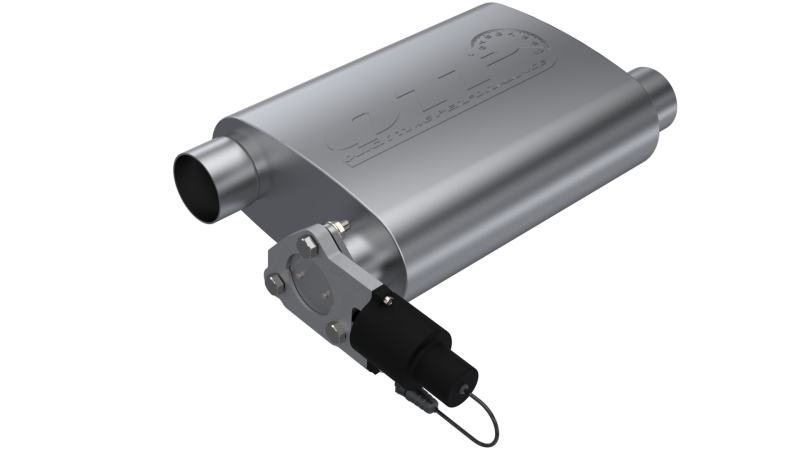 QTP 2.5in Weld-On 304SS Reverse Screamer Muffler w/Bolt-On QTEC Electric Cutout QTP