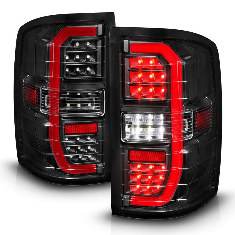 ANZO 14-18 GMC Sierra 1500 Full LED Taillights Black Housing Clear Lens (w/C Light Bars) ANZO