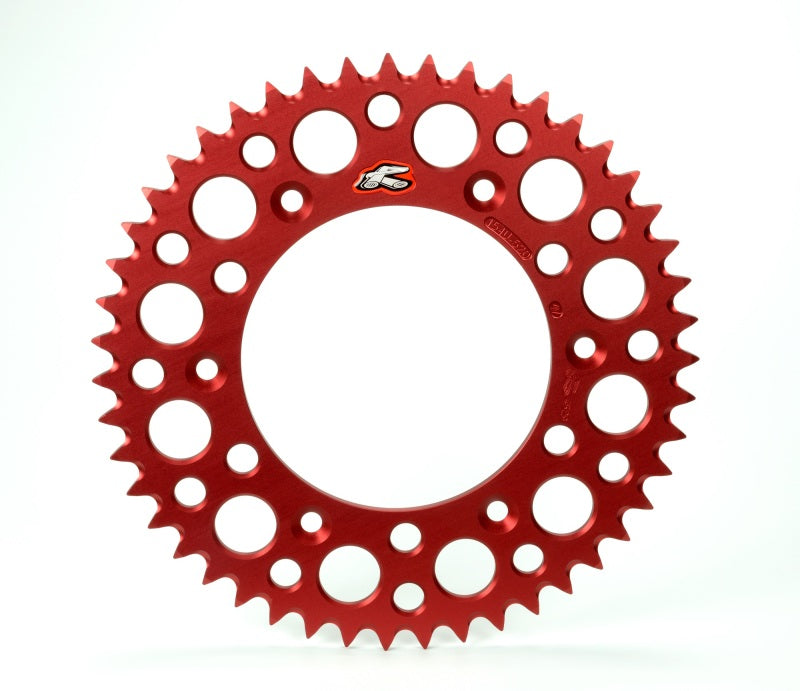 Renthal 96-18 Honda CR250R/CRF150-450R/X/XR 250R/650R Rear Grooved Sprocket - Red 520-48P Teeth - Black Ops Auto Works