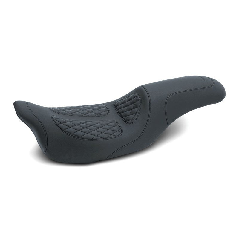 Mustang 08-21 Harley Electra Glide, Rd Glide, Rd King, Str Glide 1PC Seat w/Diamond Stitch - Black Mustang Motorcycle