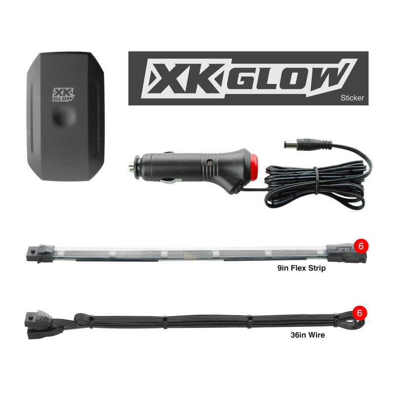 XK Glow Flex Strip Million Color XCHROME Smartphone App Controlled Undercar Kit 6x10In-Light Accessories and Wiring-XKGLOW
