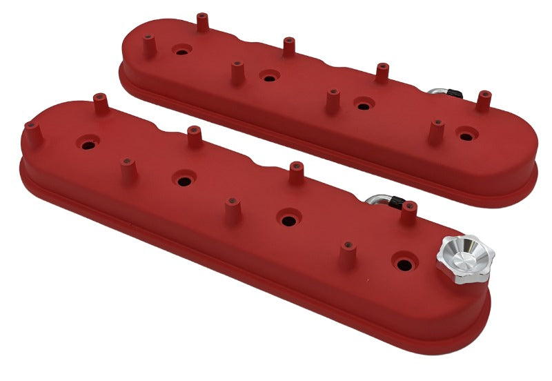 Granatelli 96-22 GM LS Tall Valve Cover w/Integral Angled Coil Mounts - Red Wrinkle (Pair) Granatelli Motor Sports