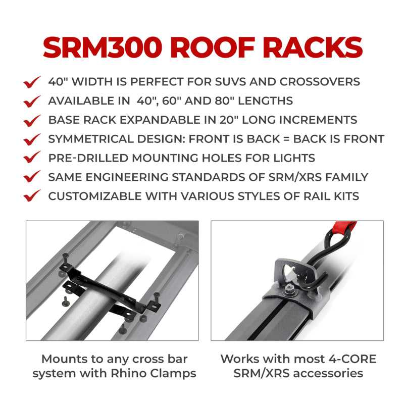 Go Rhino SRM300 Flat Platform Roof Rack 40in. L x 40in. W (Incl. Clamps) Go Rhino