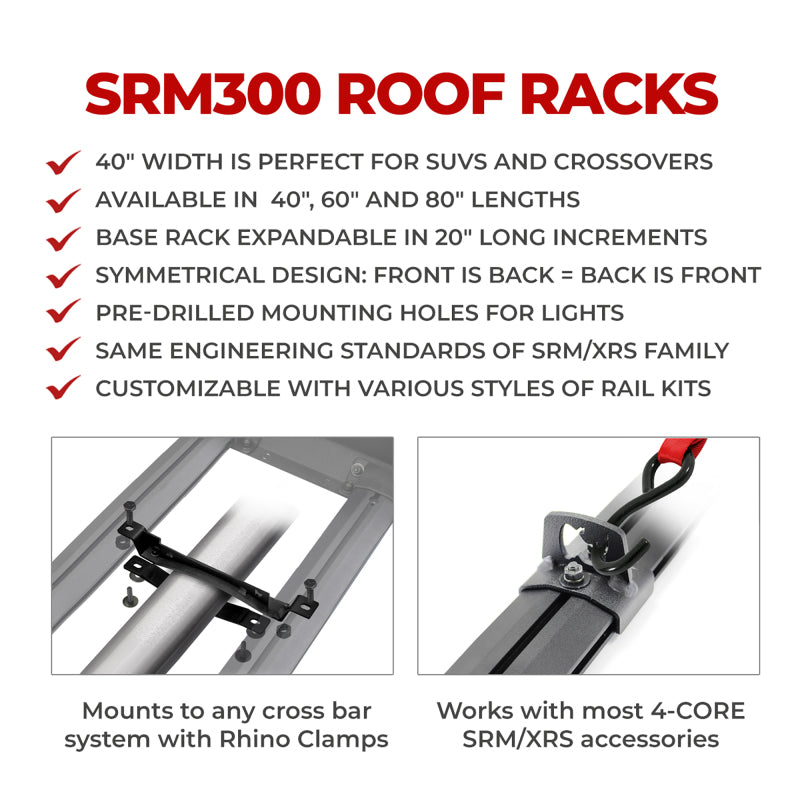 Go Rhino SRM300 Dual Rail Kit (For 40x40in. Rack) - Tex. Blk (Rails ONLY - Req. Platform) Go Rhino