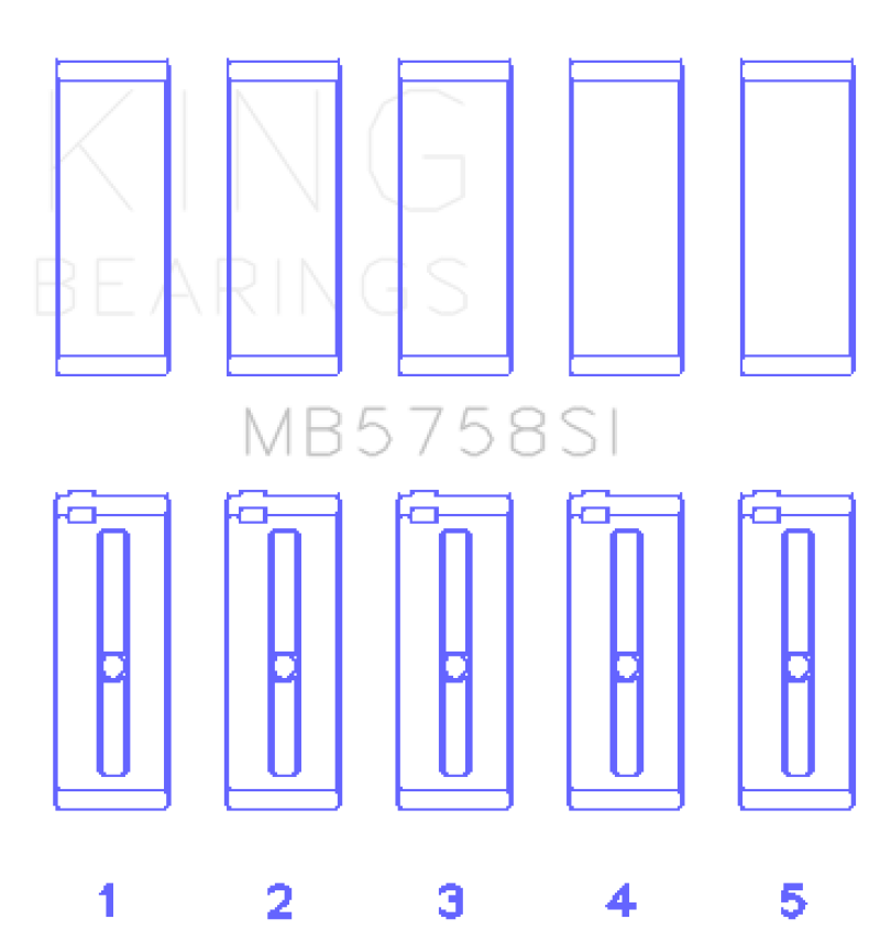King 2007 Mini Cooper N14B16 (Size +.3mm Undersize) Main Bearing Set-Bearings-King Engine Bearings