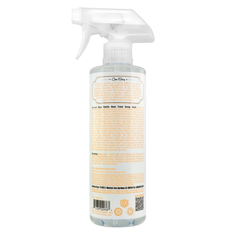 Chemical Guys Vanilla Bean Air Freshener & Odor Eliminator - 16oz - Chemical Guys CHGAIR23116