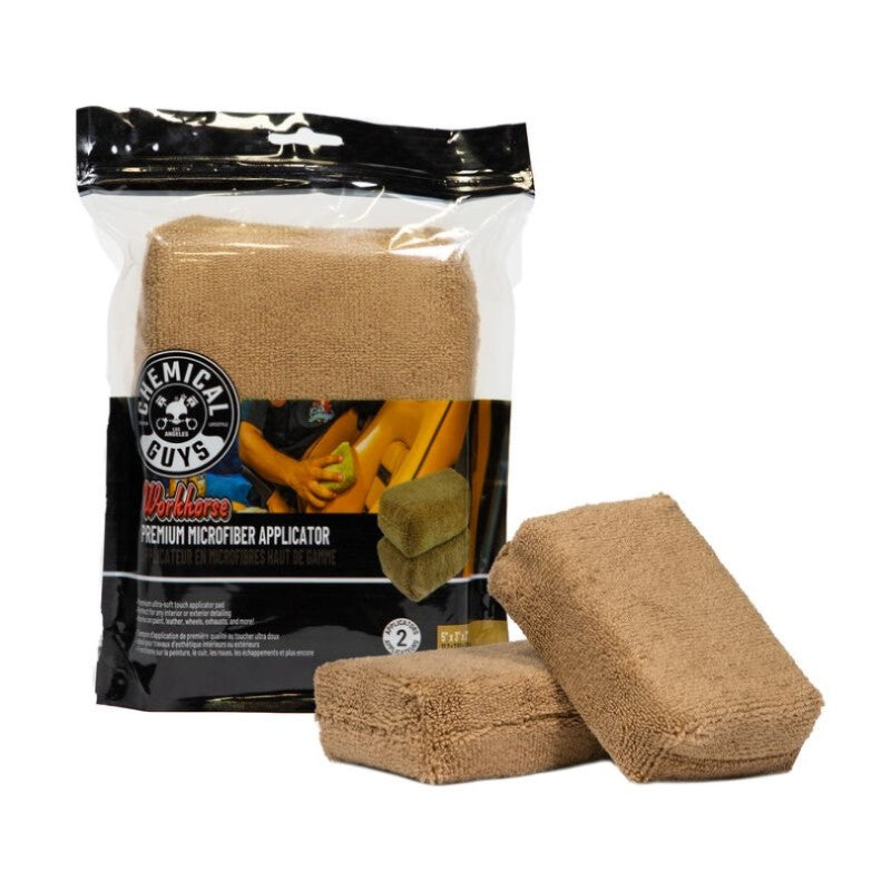 Chemical Guys Workhorse Microfiber Applicator - 5in x 3in x 1.5in - Tan - 2 Pack - Chemical Guys CHGMIC28402