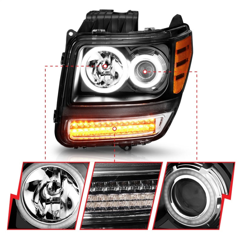 ANZO 2007-2012 Dodge Nitro Projector Headlights w/ Halo Black (CCFL) G2 ANZO