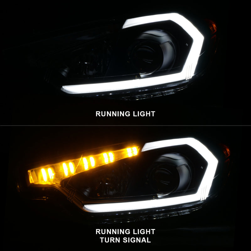 ANZO 2014-2016 Kia Forte Projector Headlights w/ Light Bar Black Housing w/ DRL ANZO