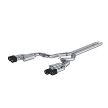 Load image into Gallery viewer, MBRP 18-22 Ford Mustang GT 5L T304 SS 3in Cat-Back Dual Rear w/4in Quad Carbon Fiber Tips (Race) MBRP
