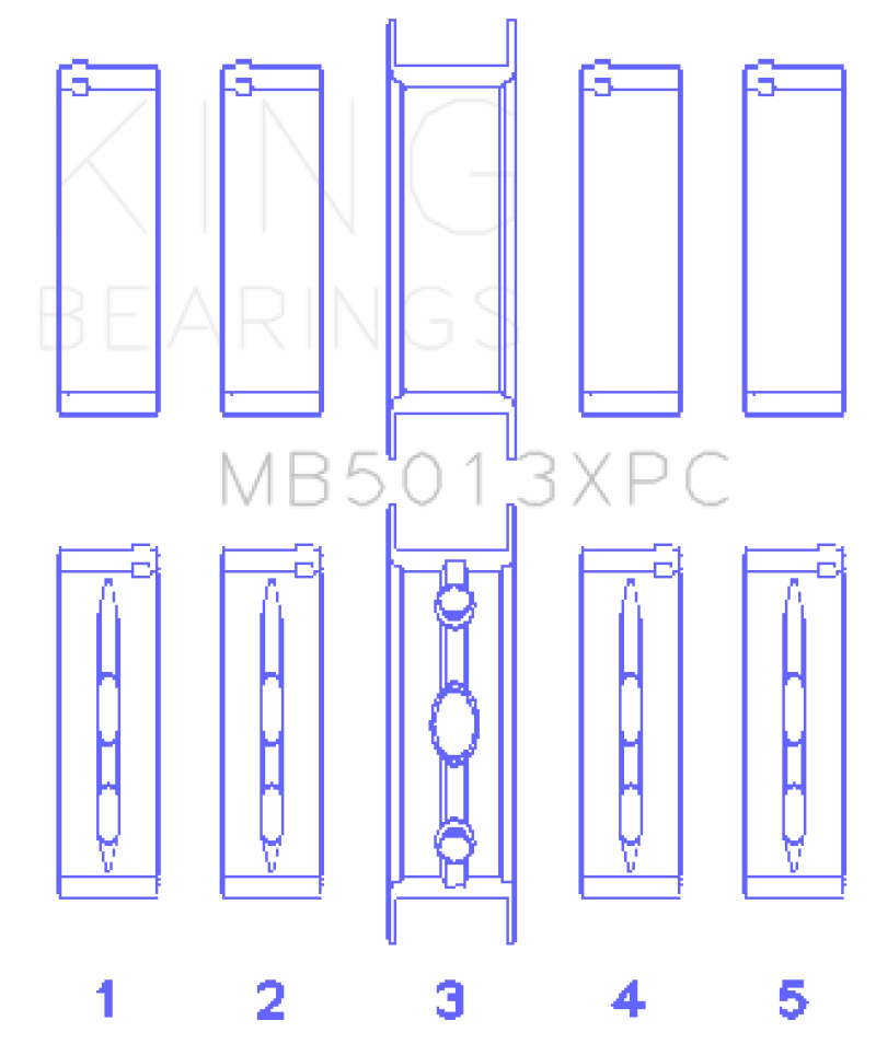 King GM Vortec / LS-Series Gen III / IV Crankshaft Main Bearing Set (Set of 5)-Bearings-King Engine Bearings