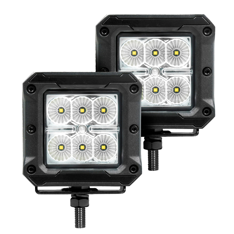 Go Rhino Xplor Bright Series Cube LED Flood Light Kit (Surface/Threaded Stud Mount) 3x3 - Blk (Pair) Go Rhino