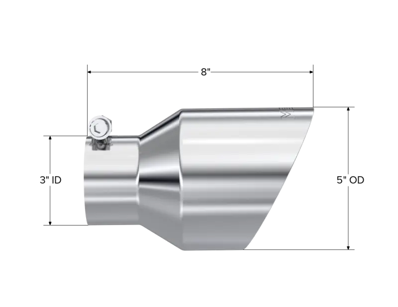 MBRP Universal T304 Stainless Steel Tip  3on ID / 5in OD Out / 8in Length Angle Cut Dual Wall MBRP