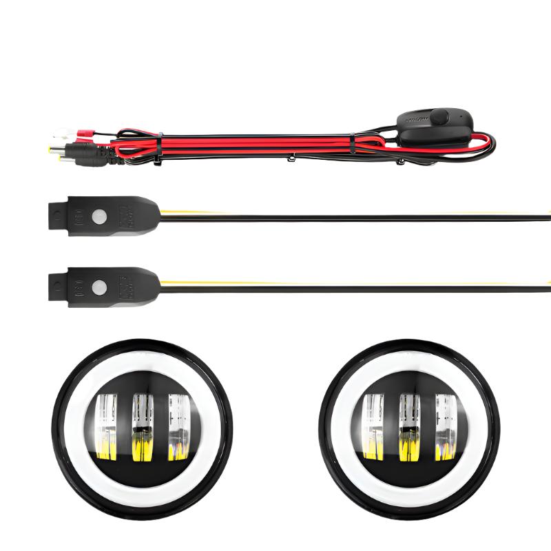 XK Glow 4In Black RGB LED Jeep Wrangler Fog Light XKchrome Bluetooth App Controlled Kit-Light Accessories and Wiring-XKGLOW