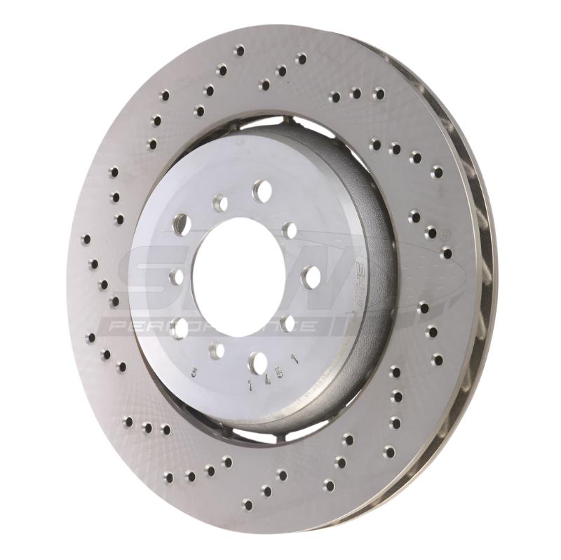 SHW 05-06 BMW M3 3.2L Left Front Cross-Drilled Lightweight Brake Rotor (34112282445) SHW Performance