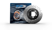 Load image into Gallery viewer, SHW 20-21 Porsche 718 Cayman GT4 4.0L Left Front Drill-Dimp Lightweight Brake Rotor (98135140581)-Brake Rotors - Drilled-SHW Performance-0048544884342-