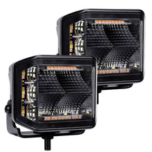 Load image into Gallery viewer, Go Rhino Xplor Blackout Combo Series Cube Sideline LED Flood Lights w/Amber 4x3 - Blk (Pair) Go Rhino