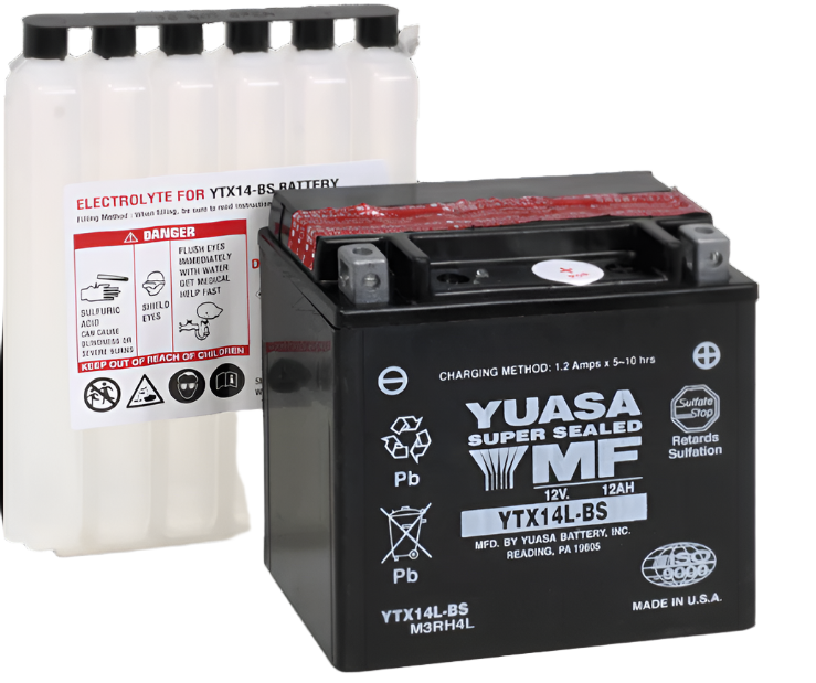 Yuasa YTX14L-BS Maintenance Free AGM 12 Volt Battery (Bottle Supplied)-Batteries-Yuasa Battery