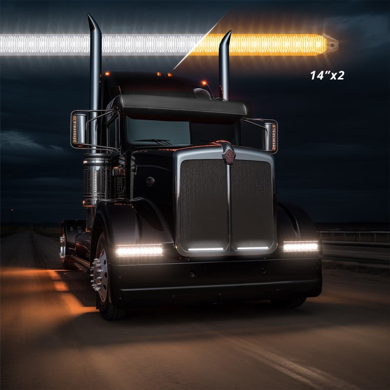 XK Glow 14In Switchback Grill Lights with Start-up Animation & Sequential Turn Signals-Light Bars & Cubes-XKGLOW