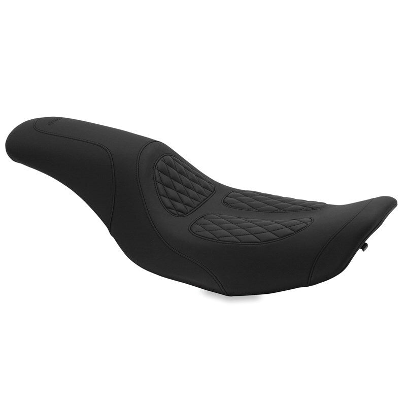 Mustang 97-07 Harley Rd King,06-07 Str Glide,00-01 Screamin Eagle 1PC Seat w/Diamond Stitch - Black Mustang Motorcycle