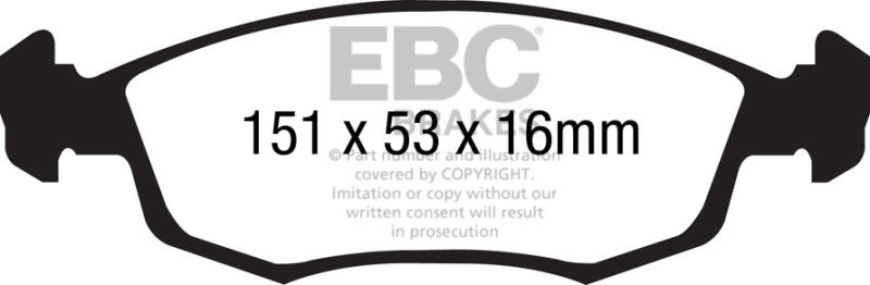 EBC 11+ Fiat 500 1.4 (ATE Calipers) Yellowstuff Front Brake Pads - EBC DP41879R