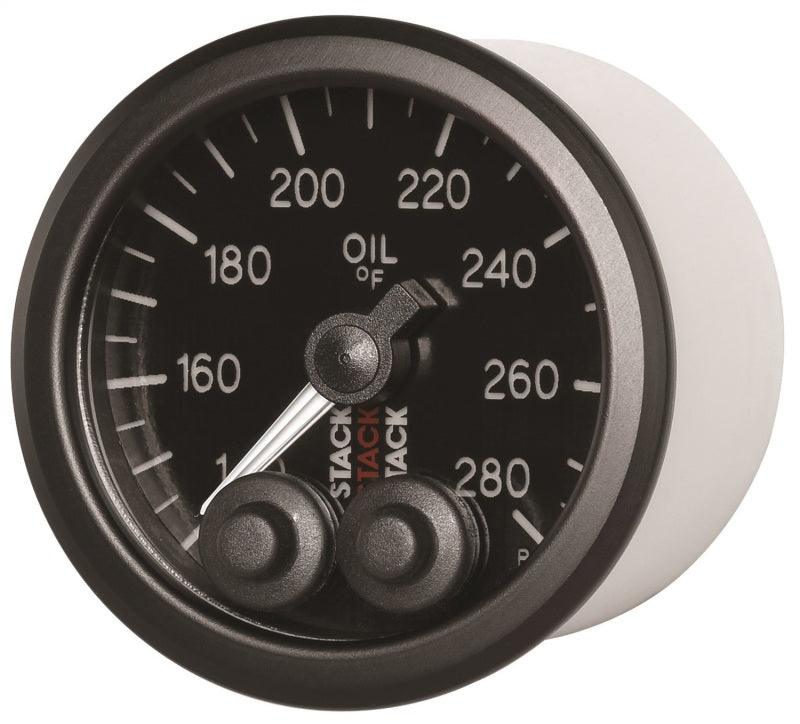 Autometer Stack Instruments 52mm 140-280 Deg F 1/8in NPTF Male Pro Control Oil Temp Gauge - Black AutoMeter