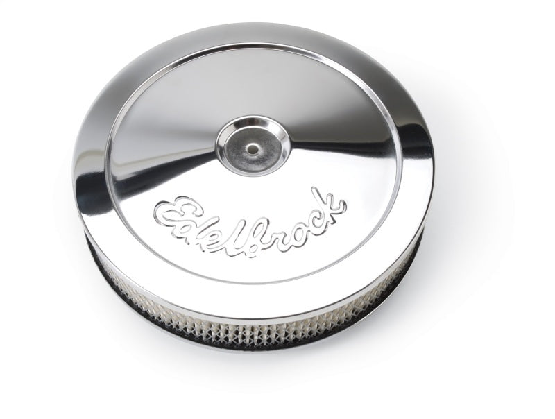 Edelbrock Air Cleaner Pro-Flo Series Round Steel Top Paper Element 10In Dia X 3 5In Chrome Edelbrock