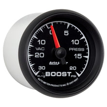 Load image into Gallery viewer, Autometer ES 52.4mm 30 In. HG/20 PSI Vacuum/Boost Gauge - Black Ops Auto Works