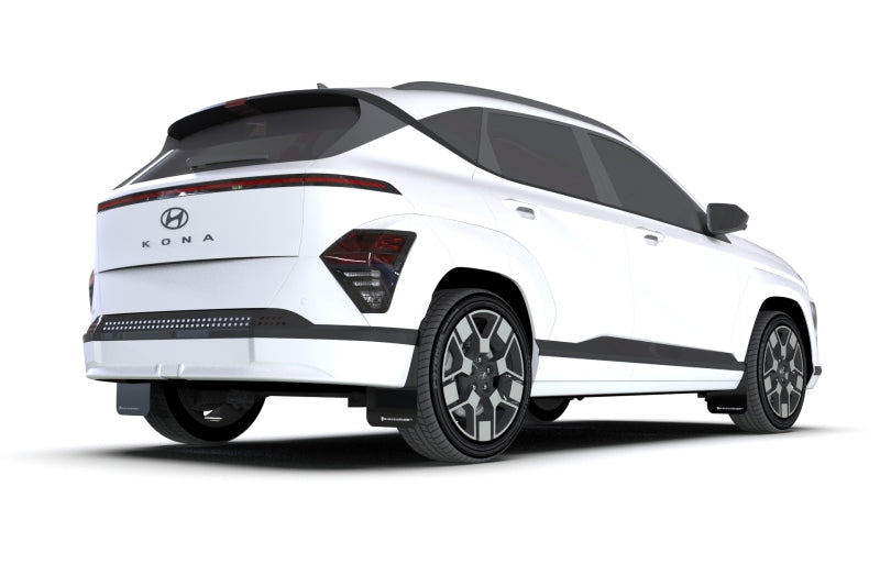 Rally Armor 2024 Hyundai Kona EV Black UR Mud Flap - White Logo-Mud Flaps-Rally Armor