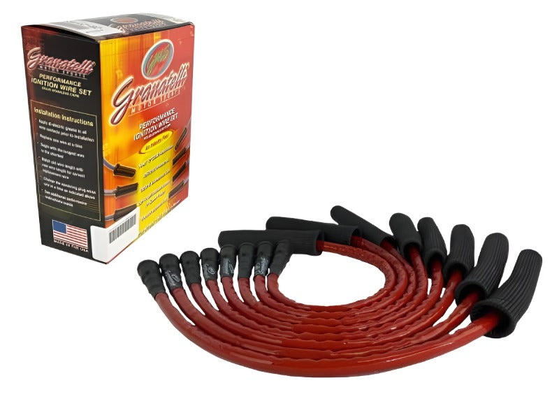 Granatelli 10-14 Ford 6.2L Perf Wire Set w/Inserts/Red Hi-Temp Jacket/Black Fire Sleeve Granatelli Motor Sports