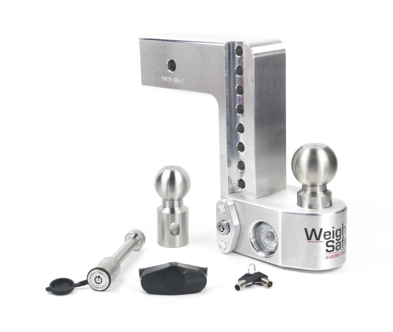 Weigh Safe 8in Drop Hitch w/Built-in Scale & 3in Shank (10K/21K GTWR) w/WS05 - Aluminum-Hitch Ball Mounts-Weigh Safe