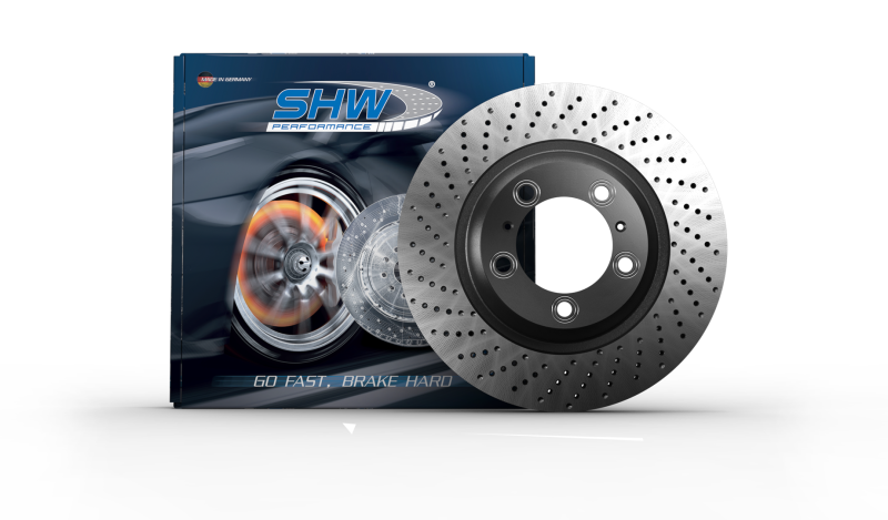 SHW 13-16 Porsche Boxster 2.7L w/o Ceramics Right Front Drilled-Dimpled MB Brake Rotor (98135140201) SHW Performance
