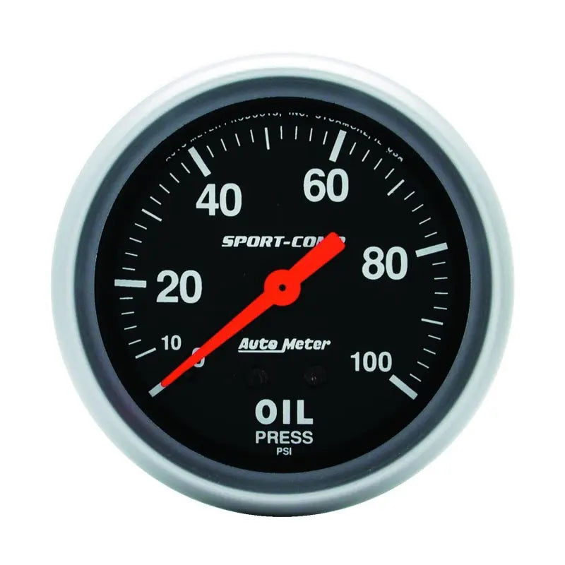 Autometer Sport-Comp 66.7mm 0-100 PSI, Mechanical Oil Pressure AutoMeter