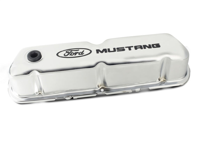 Ford Racing Ford Mustang Logo Stamped Steel Chrome Valve Covers Ford Racing